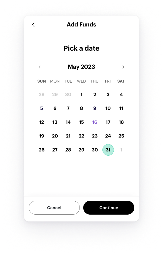 Date Selector Example 1