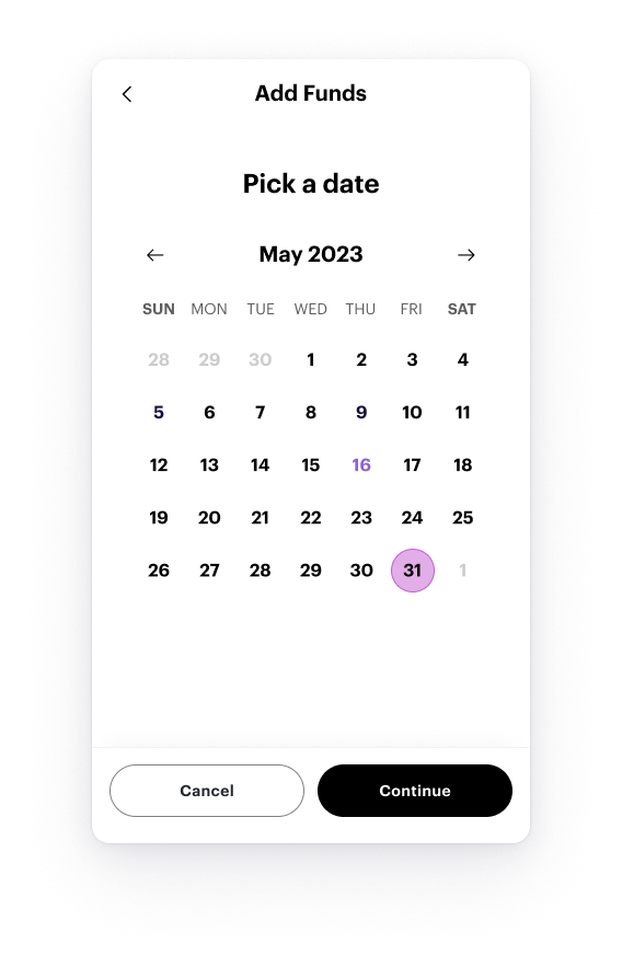 Date Selector Example 2